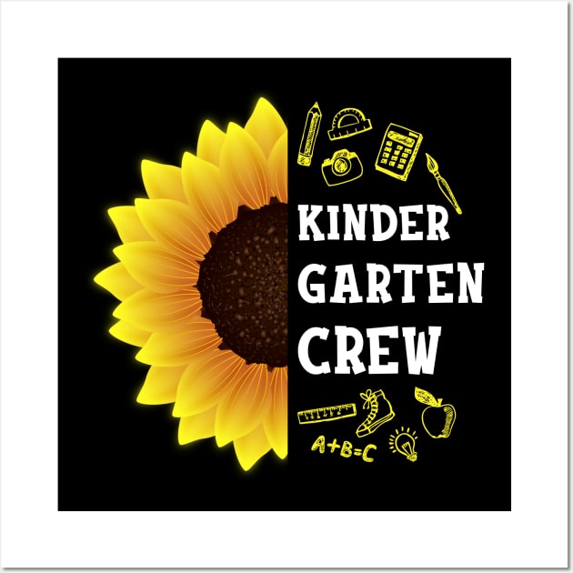 Kindergarten Crew Shirt First Day Preschool Back to School Sunflower Gift Wall Art by hardyhtud